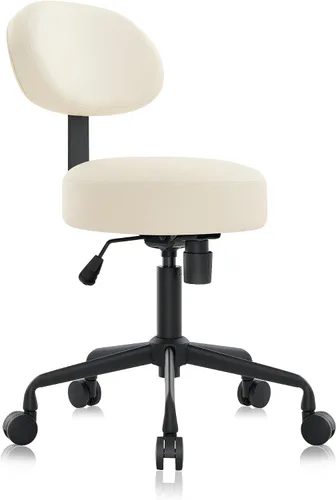 Miniatura 14 de Taburete giratorio de altura ajustable con respaldo inclinable para clínica dental, salón, oficina y bar, NAIA 502B (negro)