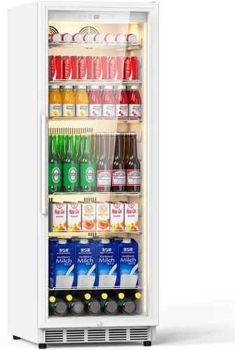 Miniatura 27 de Velivi Mini refrigerador con puerta de cristal, nevera pequeña, escritorio, enfriador de bebidas para bebidas de cerveza, 1.4 pies cúbicos