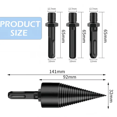 Miniatura 2 de Juego de brocas para leña, broca divisora de madera mejorada, resistente y desmontable, broca eléctrica separadora de madera, broca de fácil