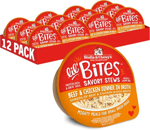 Miniatura 15 de Stella & Chewy's Lil Bites - Guisos salados para razas pequeñas, cena de pollo y pavo en caldo, tazas de 2.7 onzas (paquete de 12)