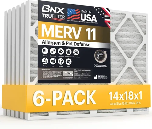 Miniatura 41 de BNX TruFilter - Filtro de aire MERV 11 de 18 x 20 x 1 pulgadas (paquete de 6) – Fabricado en Estados Unidos – Defensa contra Alérgenos Filtro