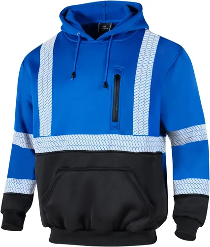 Miniatura 8 de VENDACE Hi Vis - Sudadera reflectante de seguridad para hombres ANSI Clase 3 de alta visibilidad, forro polar con cremallera de 1/4, sin capucha