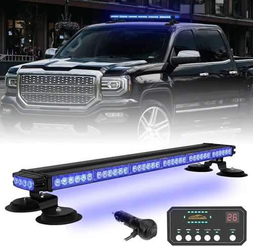 Miniatura 13 de XRIDONSEN - Barra de luz estroboscópica de techo de 28.4 pulgadas, 80 luces LED de seguridad magnéticas Luces de tráfico de doble cara
