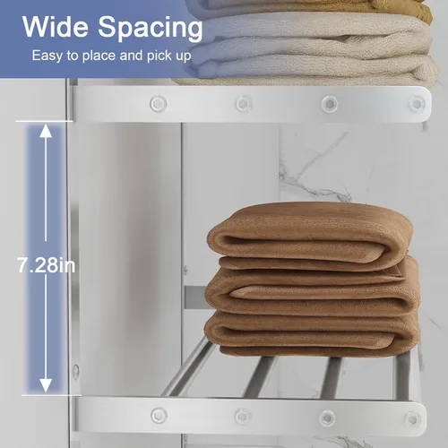 Miniatura 3 de BETHOM Toallero para baño montado en la pared, toallero de 3 niveles estilo hotel con toalleros, toalleros de níquel cepillado para baño lavabo, 16