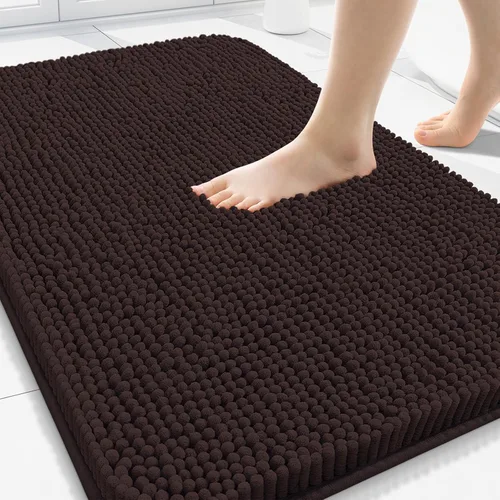 Miniatura 26 de Arotive Alfombras de baño de felpilla extrasuaves y absorbentes, de 24 x 16 pulgadas, lavables a máquina, parte trasera de goma antideslizante