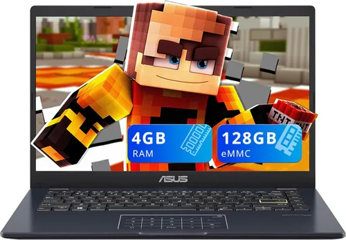 ASUS Vivobook Go - Laptop FHD de 14 pulgadas, Intel Celeron N4500, RAM DDR4 de 4 GB, eMMC de 128 GB, gráficos Intel UHD, teclado numérico, cámara