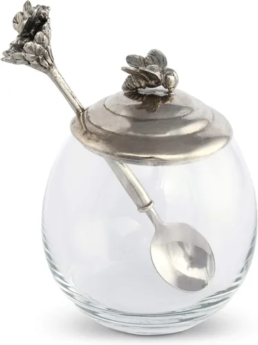 Miniatura 2 de Vagabond House Tarro de cristal de abeja de peltre con cuchara de 5 pulgadas de alto, 12 onzas