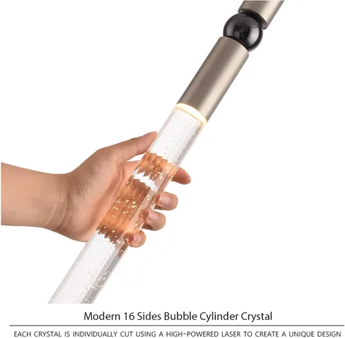 Miniatura 5 de JoollySun Mini lámpara colgante de cristal: 1 luz regulable colgante LED para baño de isla de cocina - oro pulido
