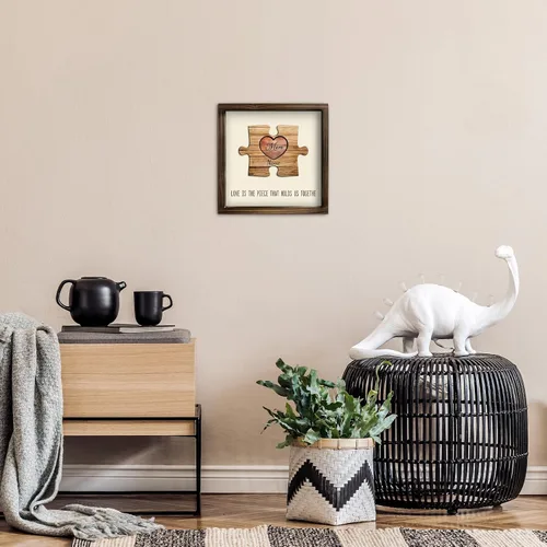 Miniatura 5 de Kas Home Letrero de madera personalizado con nombre de corazón, rompecabezas de nombre de familia personalizado con 1-8 nombres grabados, texto
