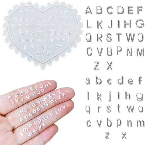 Moldes de Silicona de Resina con Letras Mini Pequeñas Lindos Moldes de Letras Micro para Casa de Muñecas Moldes de Fundición de Epoxi para Bricolaje