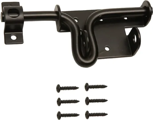 Pestillo de puerta de perno deslizante negro resistente con orificio para candado, herrajes sólidos, pernos deslizantes de metal grueso, cerraduras