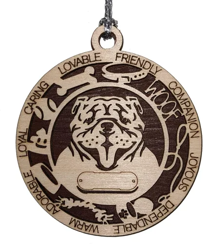 Miniatura 57 de Adorno de Navidad personalizado de madera para perro de 3 pulgadas, nombre y texto personalizables, hecho a mano en Estados Unidos, diseño de corte
