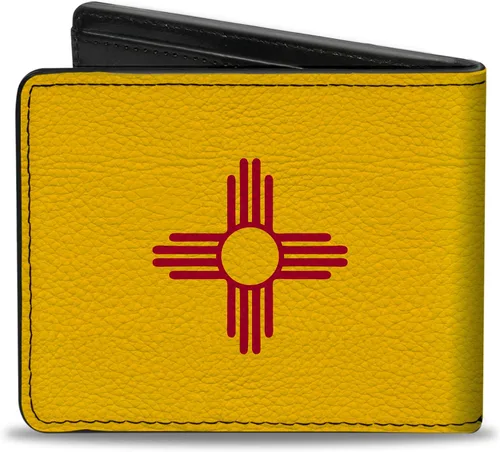 Miniatura 2 de Buckle-Down Billetera plegable de PU para hombre, bandera de Nuevo México, multicolor, 4.0 x 3.5 pulgadas, Varios