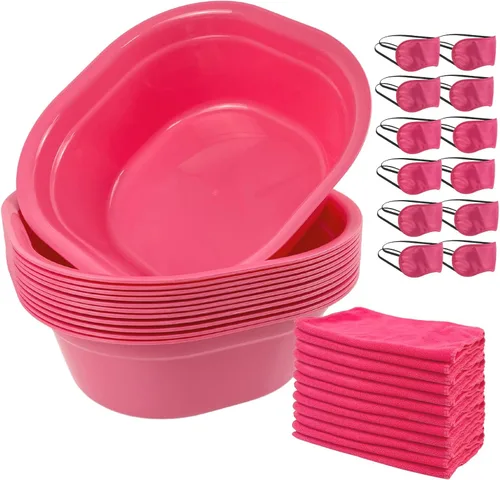 Kit de spa de pies para niñas, suministros de fiesta de spa para niñas con 12 piezas de bañera de pies y 12 toallas de mano rosas y 12 máscaras de