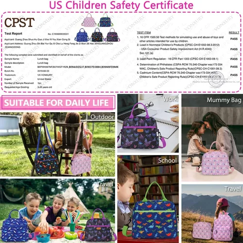 Miniatura 6 de VX VONXURY - Lonchera para mujeres y niñas, bolsa de almuerzo aislada, bonita bolsa de almuerzo con mariposa morada, contenedor de alimentos
