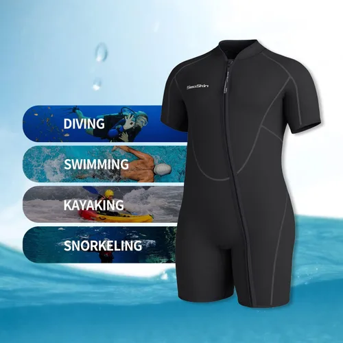 Miniatura 3 de Seaskin Traje de neopreno corto de 0.118 in de talla grande para hombre y mujer