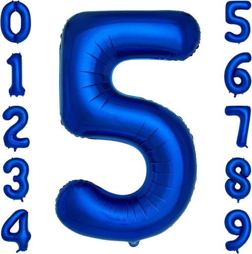 Globos azul marino con el número 5 de 40 pulgadas, globos grandes de papel de aluminio de helio azul oscuro para fiesta de cumpleaños, decoraciones