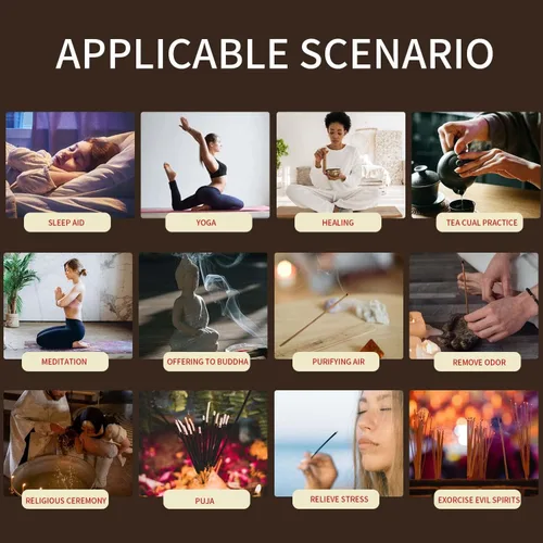 Miniatura 6 de Quemador de incienso de hierro fundido, juego de quemador de incienso 4 en 1, atrapador de cenizas de incienso de tres patas con tapa para rituales