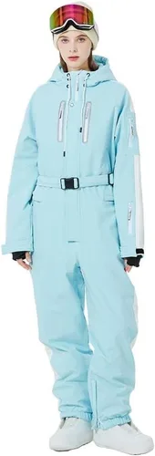 Miniatura 25 de ALSOGO Traje de esquí de una pieza para mujer, overol impermeable con aislamiento para nieve, con cinturón desmontable para deportes de nieve