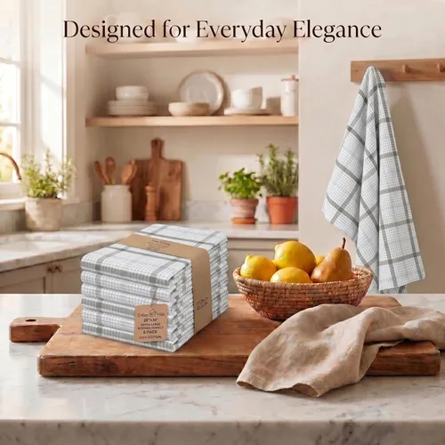 Miniatura 375 de Urban Villa Toallas de cocina 100% algodón para cocina (juego de 6) 20"x30" toallas de cocina altamente absorbentes, juego de ropa de cocina