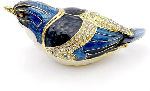 Miniatura 9 de JWT Astyle Bule-Naped Nuthatch - Cajas de baratijas con bisagras de cristal coleccionables, joyero para amantes de los pájaros, collares, anillos