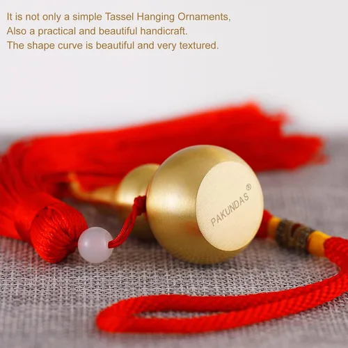 Miniatura 5 de Adornos colgantes de Feng Shui, calabaza dorada de Wu Lou, con tira de la suerte roja, tesoro ideal para colgante de automóvil, dormitorio, puerta