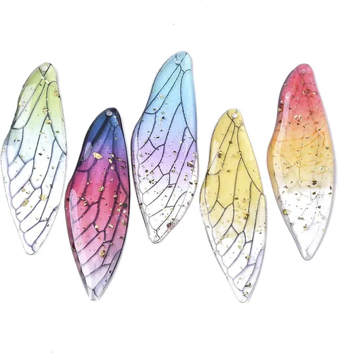 Miniatura 21 de Craftdady Colgantes de Resina de Alas de Mariposa y Alas de Hada - Lindos Colgantes Colgantes de Animales y Dijes de Hongos - Dijes Degradados