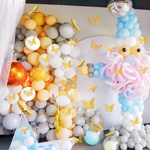 Miniatura 3 de SAOROPEB Decoración de pared de mariposa 3D, 48 piezas, 4 estilos, 3 tamaños, decoraciones de mariposa dorada para celebraciones de cumpleaños