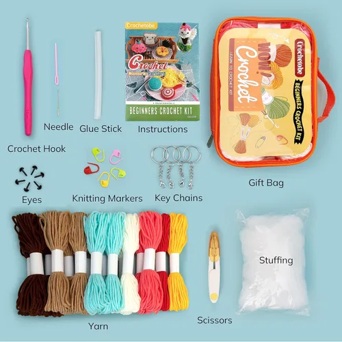 Miniatura 3 de Crochetobe Kit de ganchillo para adultos principiantes - 6 postres, kit completo con instrucciones detalladas, tutoriales en video