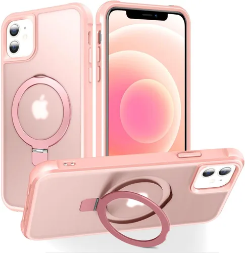 Miniatura 44 de CHAOFEnG Funda magnética compatible con iPhone 11 con soporte, prueba de caídas de grado militar, compatible con imán, anillo translúcido, parte