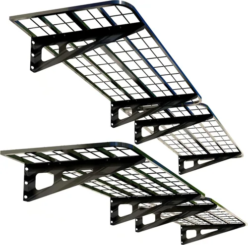 Miniatura 10 de ZoffyFabrizio Estantería de pared de garaje, paquete de 2 estantes de garaje de 2 x 4 pies (24 x 48 pulgadas), estante de pared para garaje