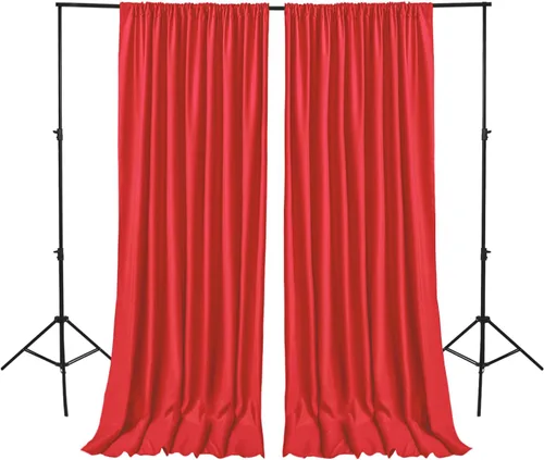 Hiasan Cortinas de fondo rojo para fiestas, cortinas de fondo de fotografía de poliéster para reuniones familiares, decoraciones de boda, 5 x 10