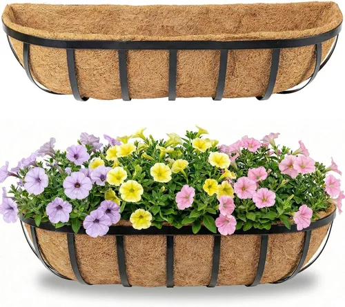Miniatura 15 de HFHOME Paquete de 2 macetas de barandilla de 24 pulgadas, macetas de ventana resistentes, macetas ajustables para balcón para colgar barandillas