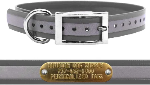 Miniatura 11 de Outdoor Dog Supply Collar de perro con anillo en D impermeable reflectante resistente de 1 pulgada para perros medianos y grandes con placa