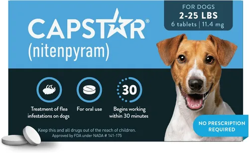 Capstar (Nitenpyram) Tratamiento oral de pulgas de acción rápida para perros de 2 a 25 libras, tabletas de medicamentos recomendadas por