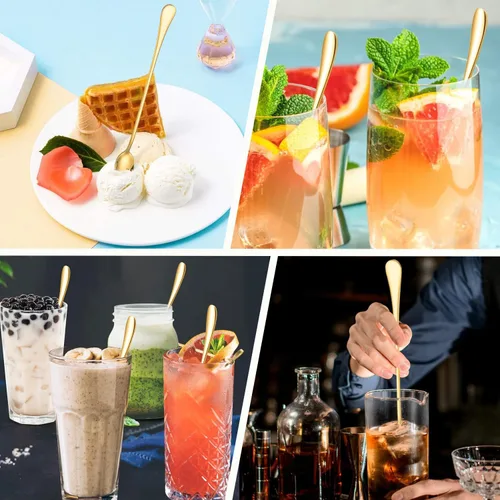 Miniatura 6 de Cuchara de té helado de mango largo, agitadores de mezcla de cóctel de acero inoxidable de 9 pulgadas, cuchara de café, barra de helado, agitadores