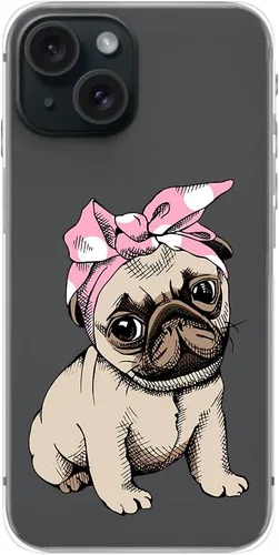 Miniatura 2 de Blingy's Funda compatible con iPhone 15, lindo patrón de pug divertido estilo perro, divertido diseño de animales de dibujos animados, funda