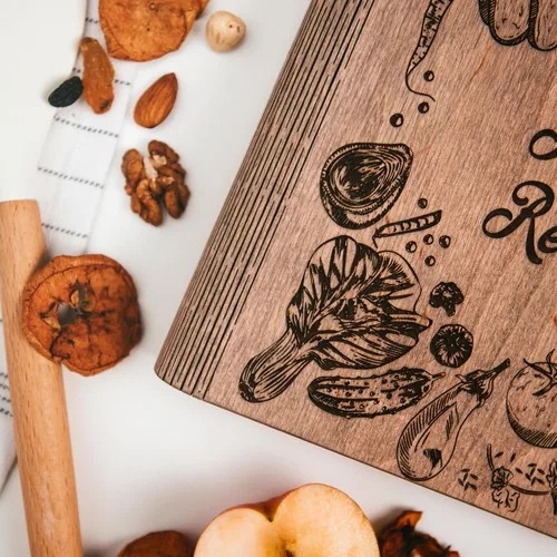 Miniatura 9 de ENJOY THE WOOD Carpeta de Libro de Recetas Personalizada - Diario de Libro de Cocina Familiar de Madera en Blanco para Escribir Tus Propias Recetas