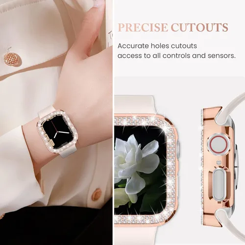 Miniatura 6 de Goton Paquete de 4 Fundas con Diamantes de Imitación para Apple Watch, Protector de 38mm para Series 3/2/1, Funda con Diamantes de Imitación