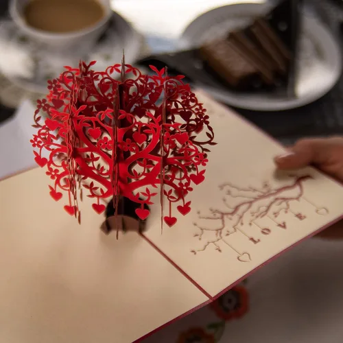 Miniatura 6 de DEVINE Cards - Tarjeta de árbol de amor desplegable Tarjeta de feliz día de San Valentín para esposa y esposo Tarjeta del día de la madre