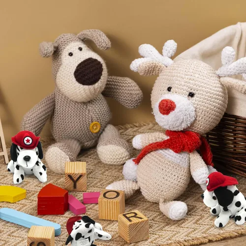 Miniatura 5 de 4E's Novelty Paquete de 12 animales de peluche de Dálmatas, peluche suave para perro, peluche de cachorro pequeño de 6 pulgadas con sombrero