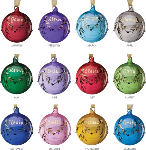 Miniatura 4 de Personalized Planet Adorno de bola de Navidad de piedra natal de cristal con nombre personalizado pintado a mano Abril - Diamante gris