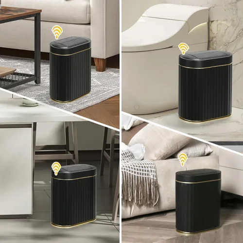 Miniatura 4 de ELPHECO - Cubo de basura de baño con tapa mariposa, papelero con sensor de movimiento para baño, papelera decorativa automática, accesorios de baño