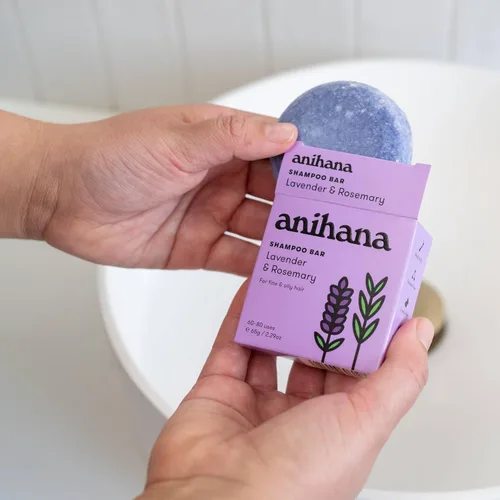 Miniatura 2 de ANIHANA Barra de champú para cabello fino y graso que da volumen al cabello y cuerpo aspecto saludable natural y brillo sin parabenos, lavanda