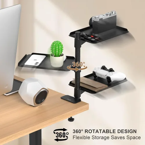 Miniatura 3 de Estante de Escritorio de Metal de 3 Niveles con Abrazadera – Almacenamiento giratorio de 360° encima/debajo de la mesa, organizador de escritorio