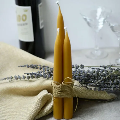 Miniatura 6 de DEYBBY - Juego de 2 velas cónicas de cera de abeja natural de 8 pulgadas, sin humo y sin goteo, para decoración de cena del hogar, regalo