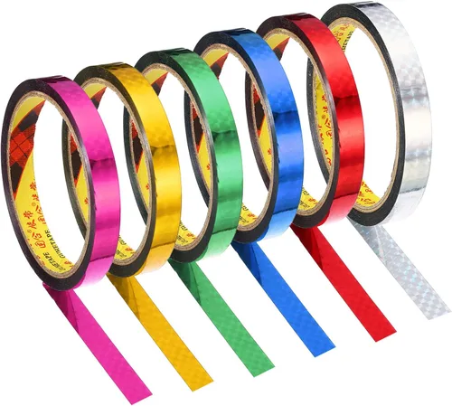 Miniatura 9 de PATIKIL Cinta prisma de 0.2 pulgadas x 32.8 yardas, paquete de 6 unidades holográficas metalizadas reflectantes autoadhesivas para manualidades