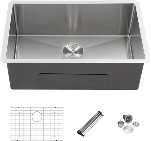 Miniatura 28 de Mocoloo Fregadero de barra de montaje inferior de 15 pulgadas, fregadero de cocina pequeño de 15 x 15 pulgadas, calibre 18, de acero inoxidable