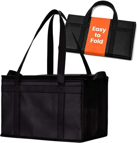 Miniatura 44 de NZ home Durable 3XL PRO Bolsa Térmica Aislada y Calentador de Alimentos para Entrega y Compras de Comestibles con Cremallera Superior, Azul Grado