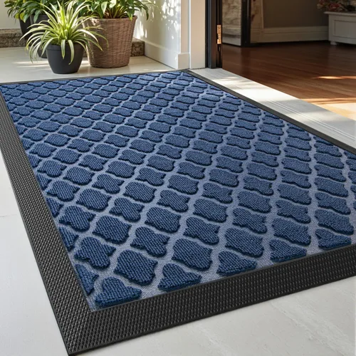 Miniatura 16 de DEXI Tapete para puerta delantera, entrada exterior, 17 x 29 pulgadas, tapete de goma para puerta trasera, resistente, antideslizante de perfil negro